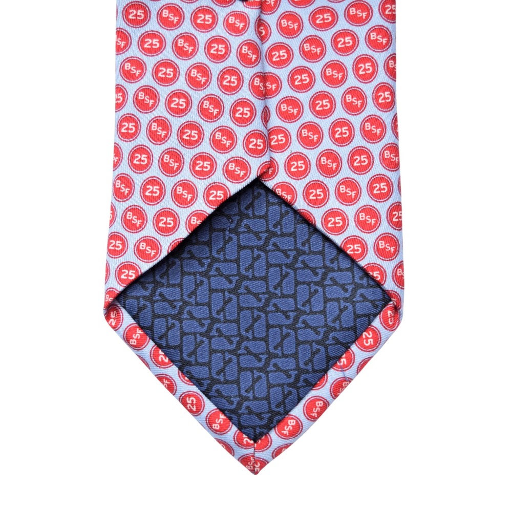 Vineyard Vines Big Shoulders Fund 25th Anniversary Silk Tie Blue Red BSF Logo - Picture 7 of 9